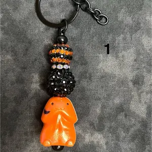 NSFW Rainbow of Richard's Keychains Halloween Ghost Design with Sparkling Beads and Black Chain Adopt Yours Today