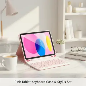 iPad 11/10th Gen Case with Detachable Bluetooth Keyboard for iPad A16 2025 11 Inch and 10th Gen 2022 10.9 Inch Pink