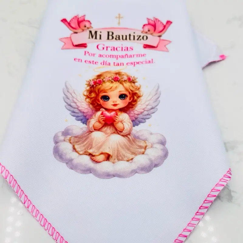 Baptism Favor Tableware Napkins, 12pcs 10x10in & 12x12in 100% Polyester Clean Servilletas, Simple Print Festive Party Gifts Available in a Variety of Colors for Baptism Celebrations, Design