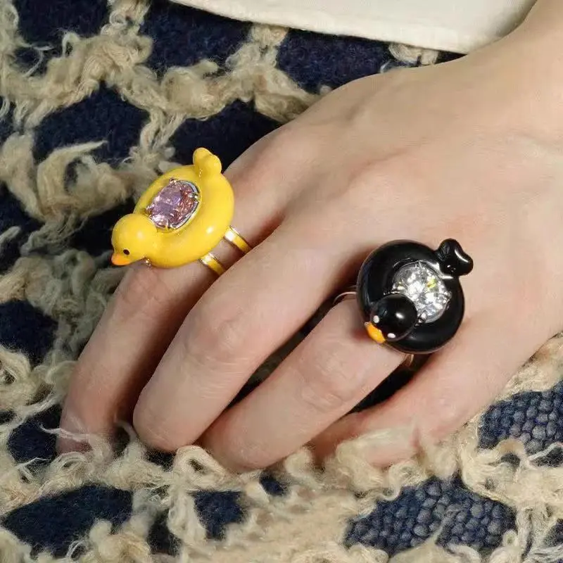 ZHUHE Swim Ring Duck Ring Sweet Romantic Style Opening Adjustable For Women Men Jewelry Accessories Party Gifts