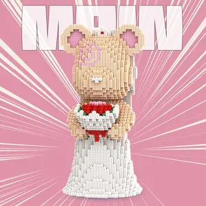 2950 Pieces Wedding Bear Q Version Creative Building Blocks Toy, Unisex Gift for Boys and Girls, Home Decoration Ornament