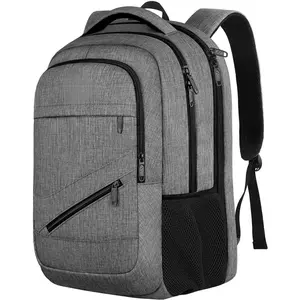 Travel Laptop Backpack, A Work Approved Carry on Backpack, Large Computer Business Bag for Men Women with Trolley Sleeve and Anti Theft Pocket, College School Rucksack Book Bag, Grey