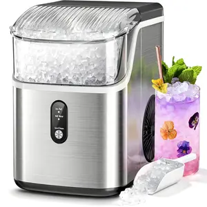 Countertop Nugget Ice Maker, 35Lbs/24H Fast Ice Making, 7 Mins Quick First Ice, Self-Cleaning Pebble Ice Machine with 1.2L Water Tank, Portable Ice Maker for Home Kitchen Office Bar, Silver