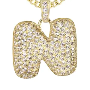 Bubble Letter N Necklace for Women - Gold/Silver, Fashion Accessory jewelry
