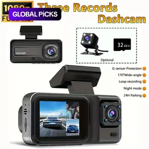 Infrared Night Vision Dash Cam 2/3 Channel with Rear View Camera, Loop Recording HD Car DVR, Parking Monitor System for Vehicle Backup & Security