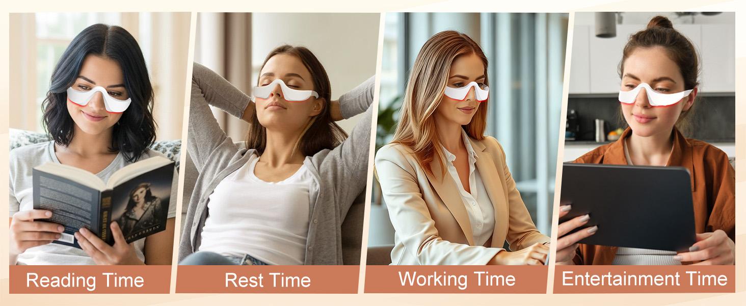 Red Light Therapy Glasses for Under Eyes Microcurrent Eye Massager, Hands-Free Device to Reduce Dark Circles, Puffiness, Wrinkles & Eye Fatigue Rejuvenation Mask for Women & Men