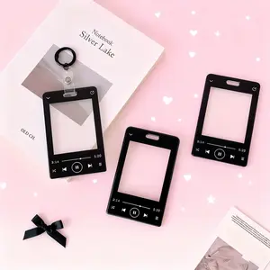 Y2K Style Simple Durable Card Holder, Card Slot, Visible Transparent Front 3 Inch Star Small Card Case, Student Id Bus Card Metro Keychain Attachment Pendant