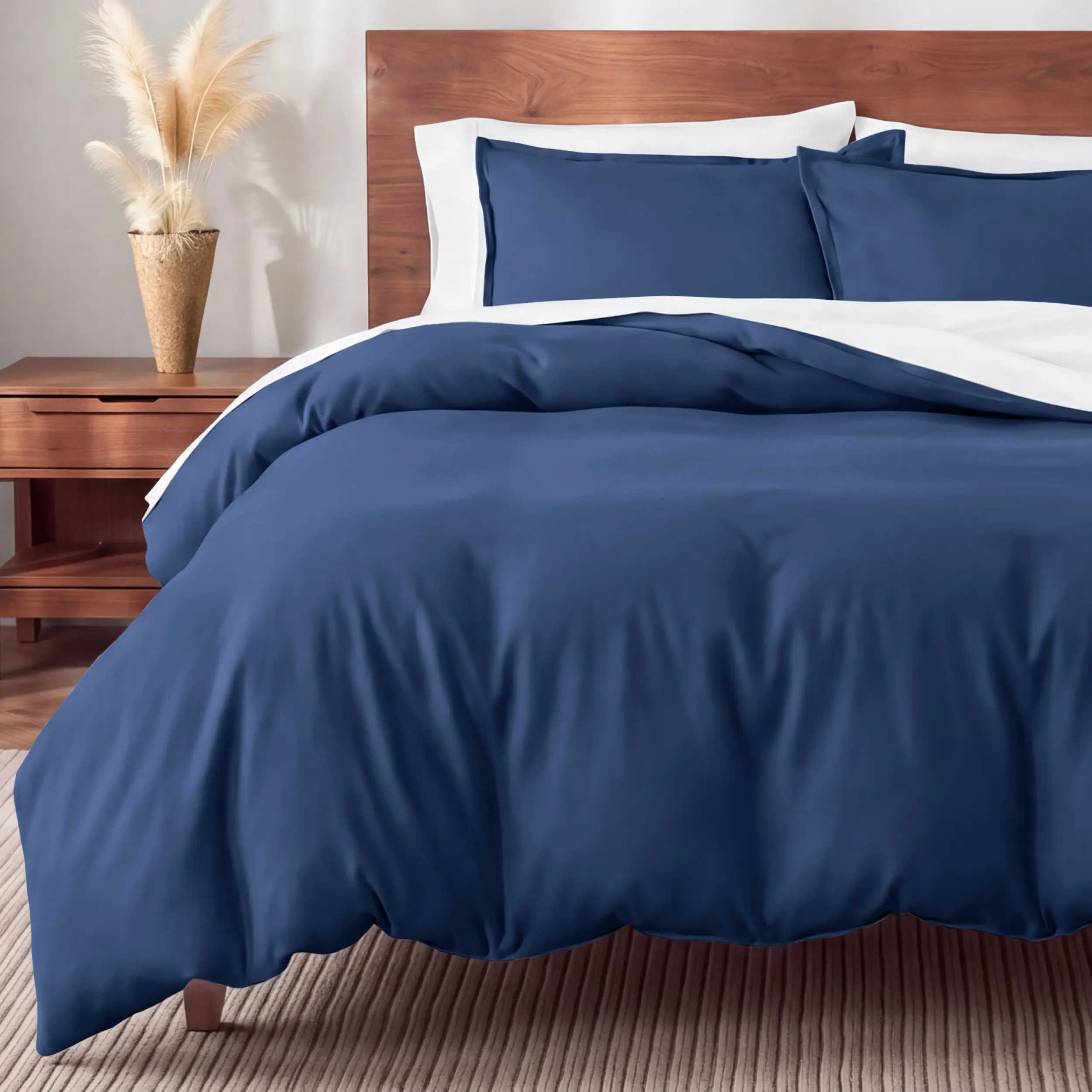 Bare Home 100% Cotton Flannel Duvet Cover & Sham Set - Button-Close Comfy Bed Sets, Soft Flange Shams, Multi-Size Option, Breathable Year-Round California King Bedding