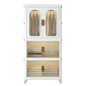 60cm-2/3/4 layers Multi-Functional Organizer & Plastic Sundries Organizer with Doors & Wheels – for Bedroom, Living Room, Kitchen – Easy Assembly, Space-Saving,nightstands for bedroom,cool stuff for room,prom,men's room accessories