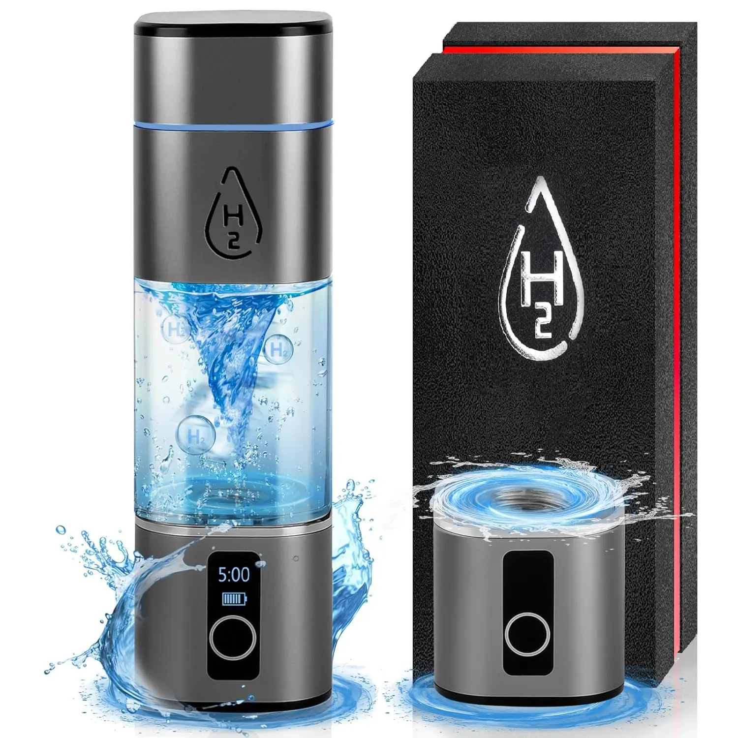 Hydrogen Water Bottles - New Upgrade Hydrogen Water Bottle Generator & Ionizer, 3500PPB Hydrogen Generator for Rich Alkaline Ionized Water, Portable Drinkware Tumbler