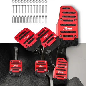 3-Piece Car Anti-Slip Aluminum Pedal Pads, Manual Brake Pedal Cover, Sporty Gas Clutch Foot Pad, Wear-Resistant, Fits Cars, Suvs, Atvs