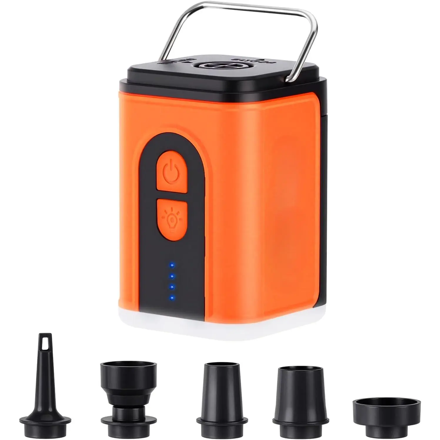 Portable Mini Electric Air Pump with Fast Inflation & Vacuum Deflation, 180L/min Inflator Deflator, USB-C Rechargeable, 3-Mode LED Light for Air Mattress, Pool Floats, 0.58PSI Camping Sleeping Gear