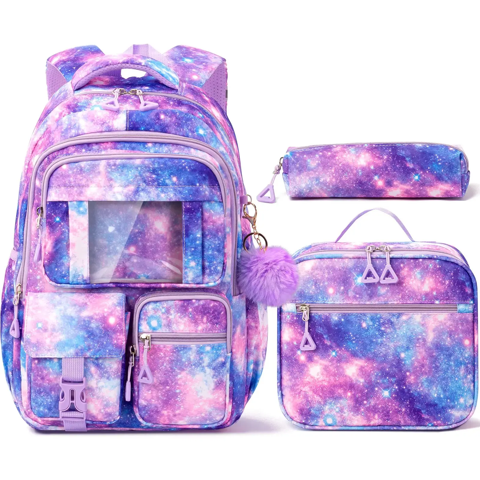 3PCS Waterproof Backpack for School,Oxford Cloth Bookbag Set with Lunch Box & Pencil Case,school bag for Elementary Middle High School,Back to School Gift,Birthday's Gift