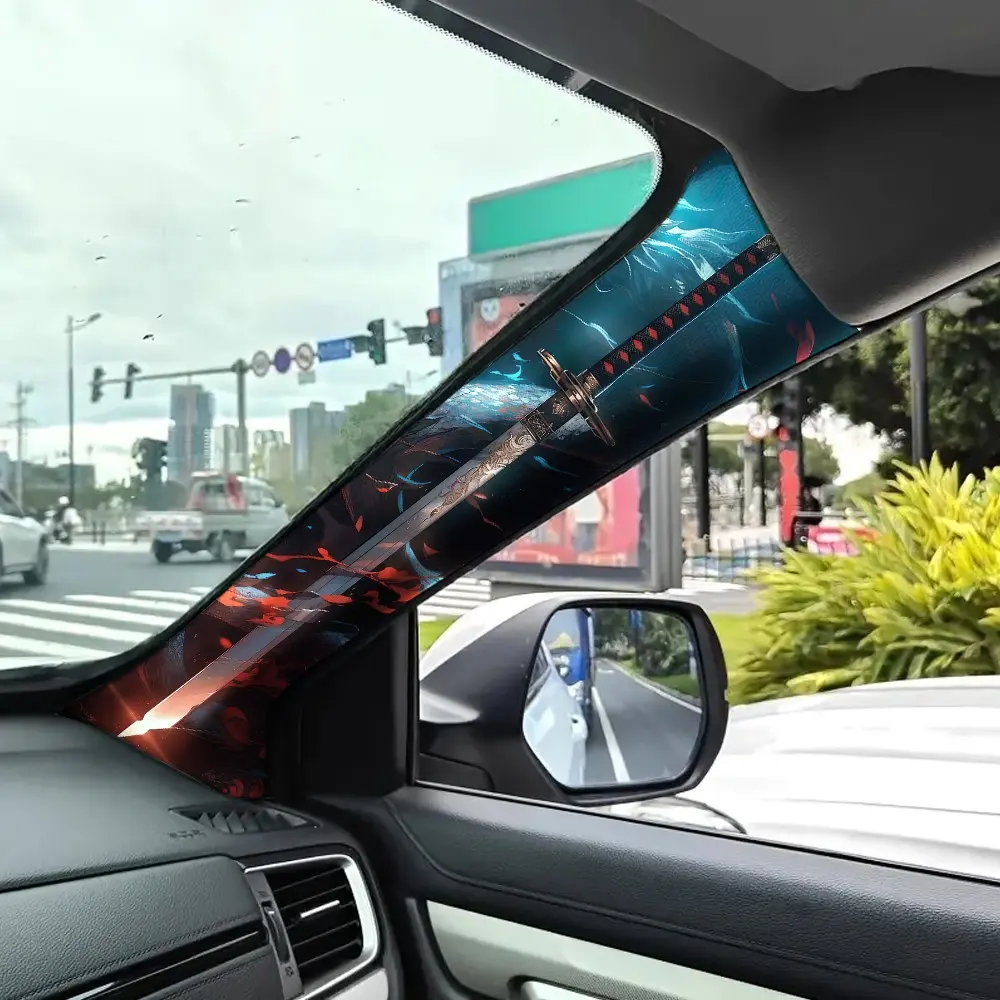 Jdm Car Interior A-Pillar Modification Kit, Universal Style Upgrade with Dragon Blade Pattern, Self-Adhesive Elastic Sticker for Cars Set, Car Interior Decorative, Car Interior Decal, Car Accessories