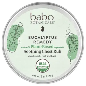 Babo Botanicals Eucalyptus Remedy, Smoothing Chest Rub, 2 oz (56 g) | HSA/FSA Eligible
