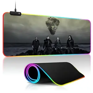 Art Trivium Design Metal Mouse Pad Gamer RGB Deskmat Keyboard Mat Gaming Laptops LED Mousepad Desk Protector Anime Mause Mats