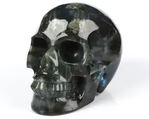 5.0" Labradorite Hand Carved Crystal Skull, Realistic, Crystal Healing