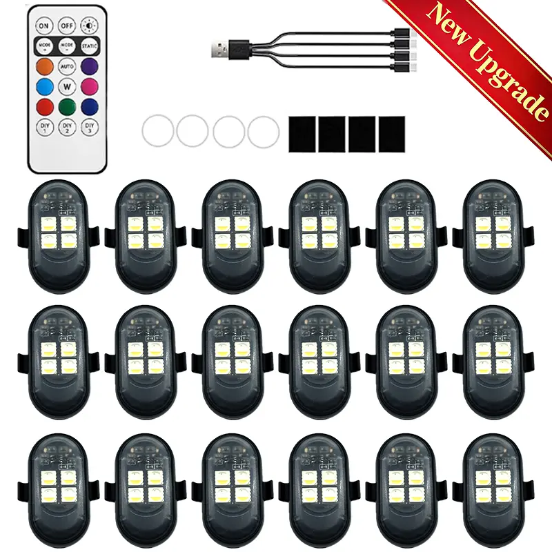 [2026 Upgraded] Portable USB Rechargeable Multi-Color LED Car & Bike Interior Decorative Lights - 10 Modes, Brightness Levels, Memory Function, 4 Rubber Rings, Batteries - DIY Night Driving Ambient Glow Accessories, Bikes