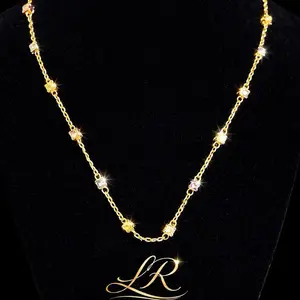 78 Tri-Color Sparkle Station Necklace – 14K Gold Laminated