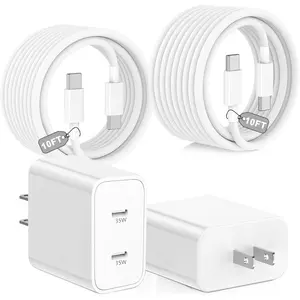 2Pack For iPhone 17 Charger,Type C Charger Fast Charging,40W Dual Usb C Charging Block with 10ft Long USB C to C Cord Cable for iPhone 16e/16 Pro Max/16 Plus/16Pro/15 Pro Max/15/iPad Pro/Air/Mini Plug Port