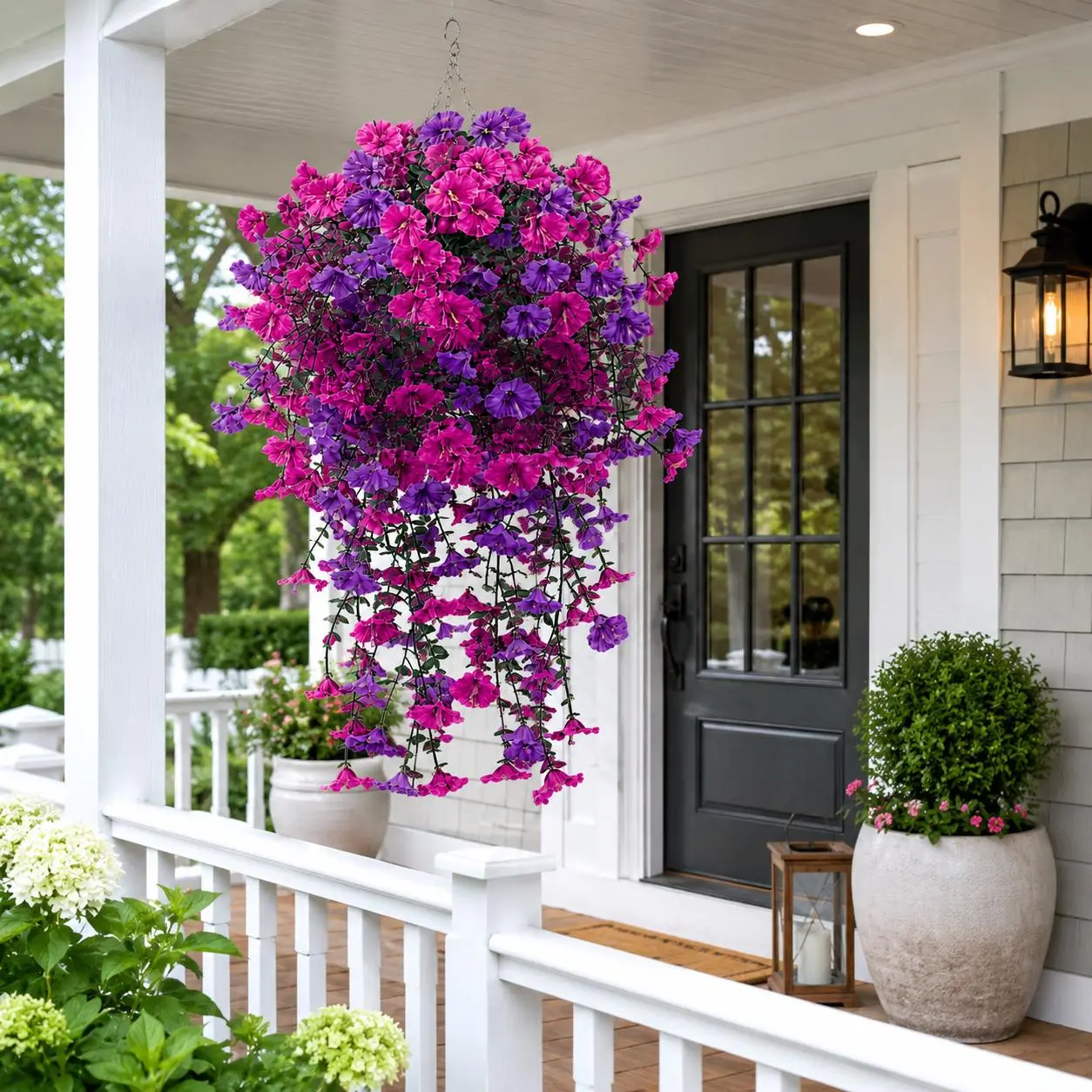 Decorative Artificial Morning Glory Hanging Flower Vines, UV-Resistant Fake Outdoor Plants for Hanging Baskets, Porch, Garden Decor silk ornament