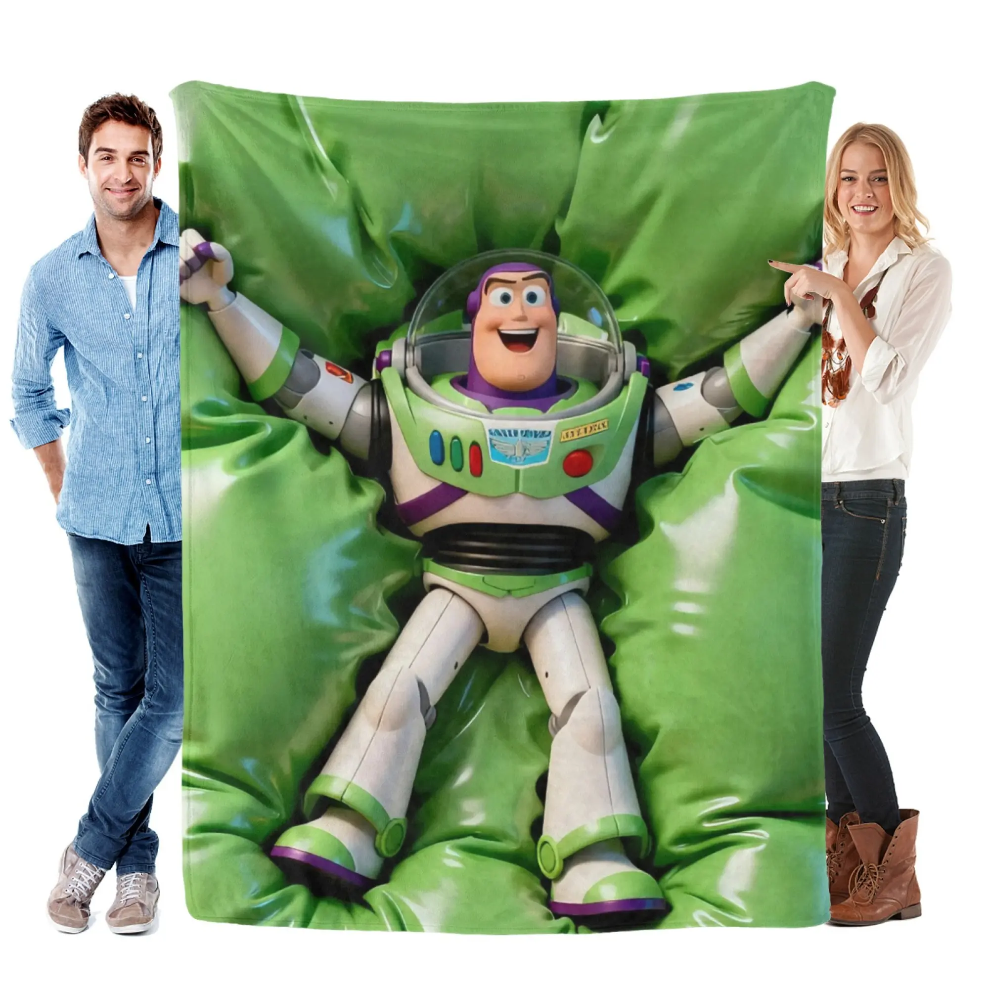 [SummerVibes] DISNEY CLASSIC Toy Story Buzz Lightyear Soft Flannel Blanket, Vibrant 2D Cartoon Print for Home, Couch, Bed & Fan Gifts