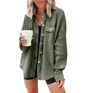 Women's Loose Fit Batwing Sleeve Waffle Knit Button Down Shirt Shacket Tops Casual Jacket fall outfits Knitwear Womenswear