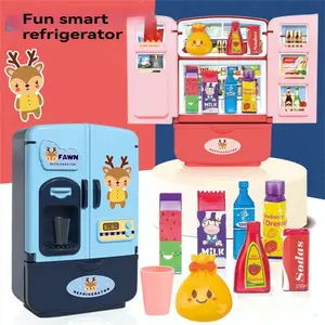 Kids Play Refrigerator Toy, Realistic Kitchen Appliance, Dual-Door Mini Smart Fridge, Birthday Gift for Boys & Girls