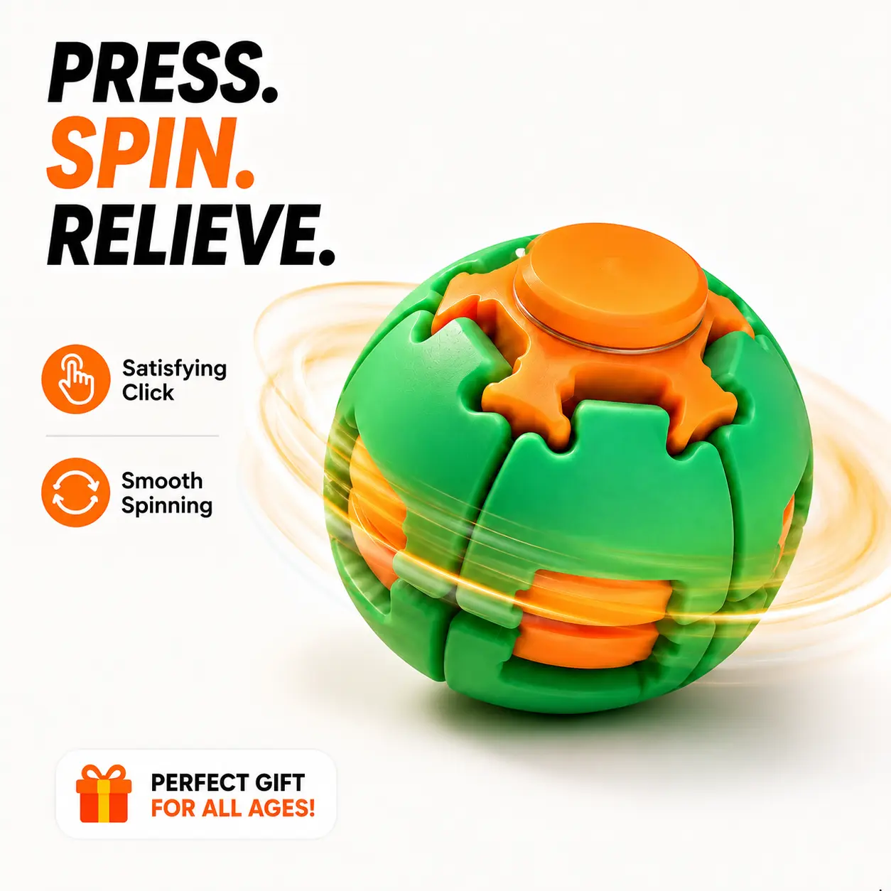Spin Ball Stress Relief Hand Fidget Toy for Adults & Teens, Silent Anxiety Relief Wrist Exercise Ball
