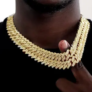 Sparkly Luxury Rhinestone Decor Chain Necklace Hippop Punk Style Cuban Chain Necklace Streewear Matching Jewelry for Parties & Gifts Back To School Accessories chains for men