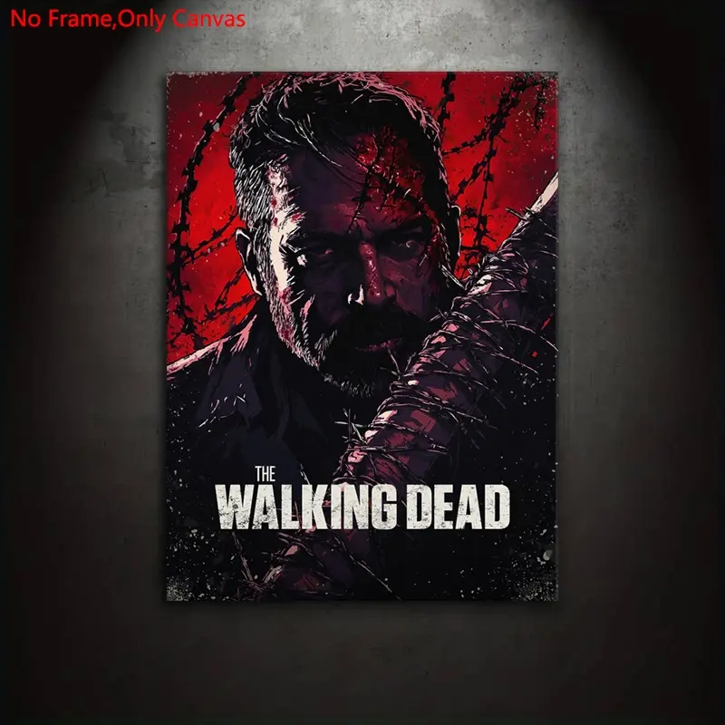 1 Piece/Set Frameless Canvas Painting Print Poster, Unframed Painting, Classic Dark Horror Bloody Apocalypse Survival Pop Art,The Walking Dead Rick Grimes,Perfect Gift for TV Series Lovers,home decor