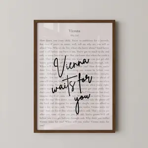Vienna Waits for You Lyric Print, Billy Joel Song Poster, Wall Art, Music Quote Typography, Positive Affirmation Decor