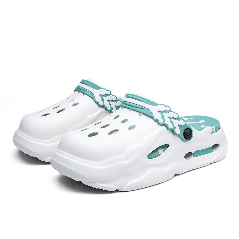 Couples’ clogs — men’s colorblock hollow-out design clogs; casual, comfortable, breathable, non-slip clogs; fashionable slippers for indoor and outdoor wear; breathable, lightweight clogs