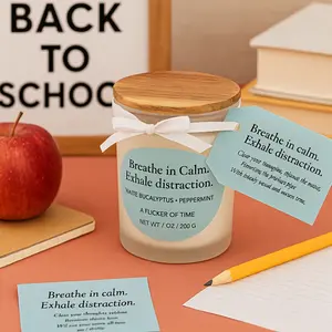 A Flicker of Time Back to School Candle Eucalyptus & Peppermint Focus Boost 200g Calm Exhale Distraction Scented Wax for Back to School Essentials