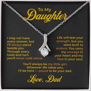 To My Daughter Necklace from Dad – CZ Pendant, Sentimental Gift