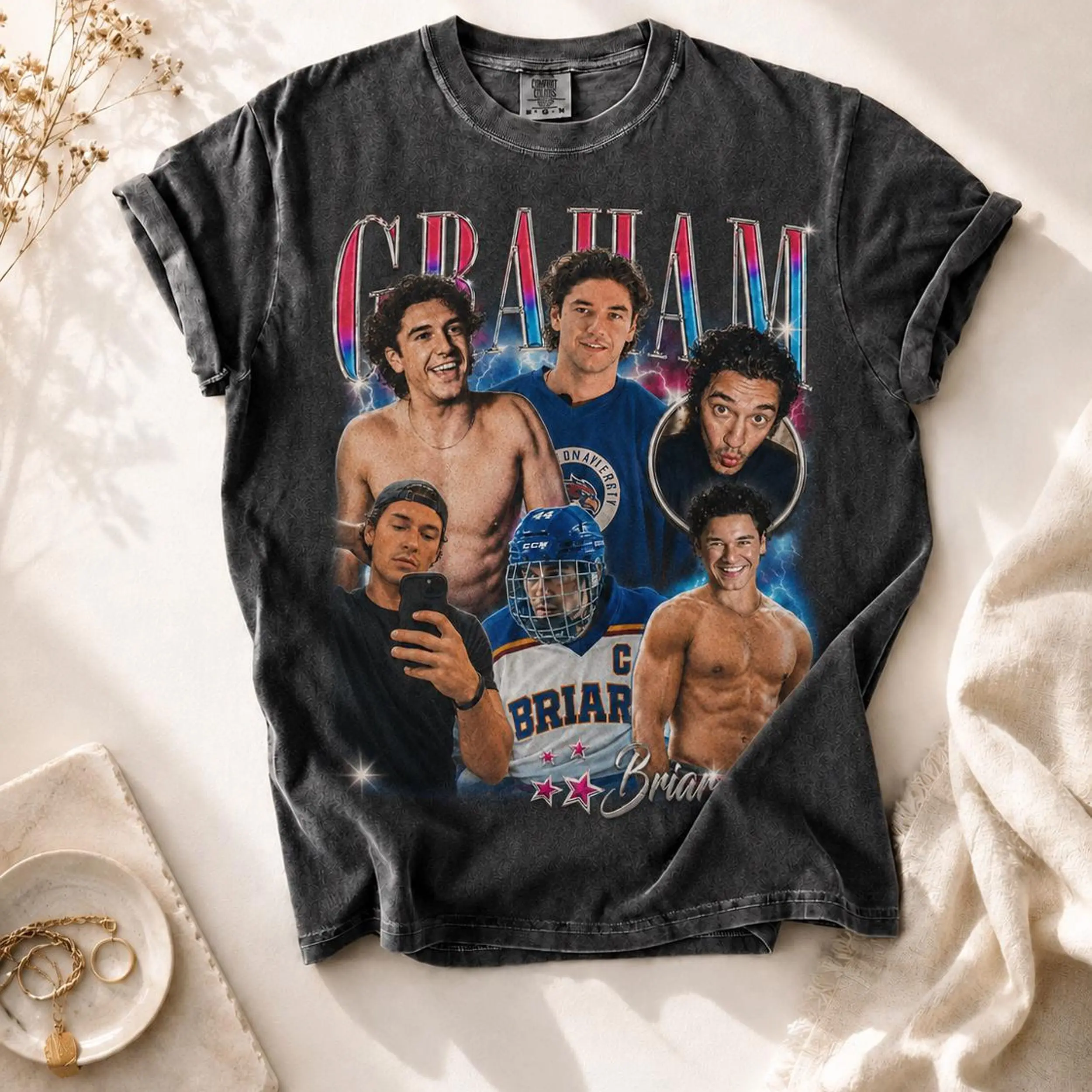 Comfort Colors Garrett Graham Briar University Y2k Graphic Tee, Hockey Romance Briar Hockey Team Bookish Sports Romance Unisex T-Shirt - Perfect Gift for Fans
