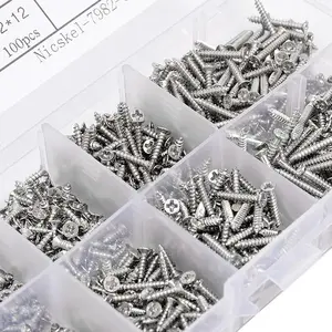 800pcs M2 Carbon Steel Nickel Plated Silver Color Self-Tapping Screws Set, High-End Combination Kit, Mixed Pack, Durable Fasteners