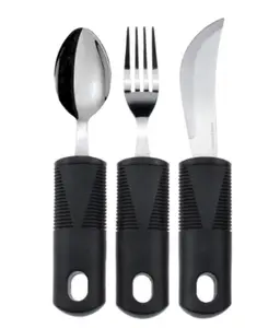 Vive Health Adaptive Utensil Set - 3-Piece Bendable Easy-Grip Flatware for Limited Dexterity