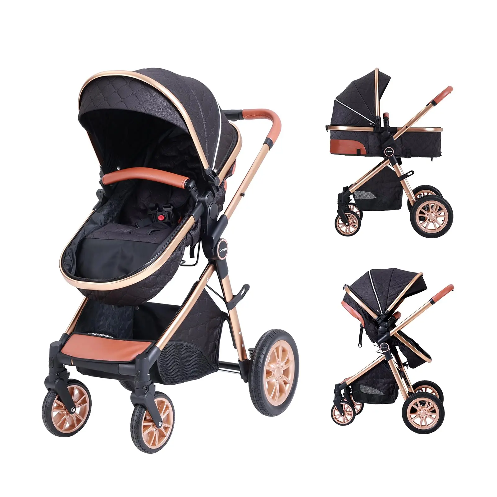 Cochildor Convertible Baby Stroller with Bassinet, Foldable Infant Carriage with Adjustable Canopy, Large Storage Basket, Multi-Functional Design for Everyday Travel familyfun