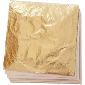 100 Sheets Imitation Gold Leaf for Art, Crafts Decoration, Gilding Crafting, Frames, 5.5 by 5.5 Inches