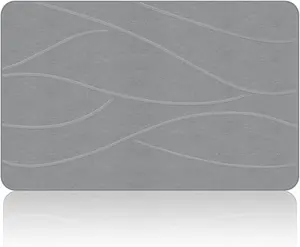 Stone Bath Mat Diatomaceous Earth Shower Mat Non-Slip Super Absorbent Diatomite Stone Bath Mats for Bathroom Floor Quick Drying Natural Easy to Clean(23.6''×15.4" Gray)