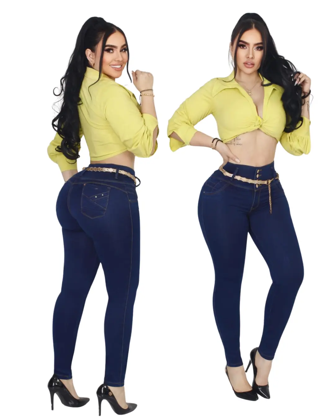 Liana Women's High-Waist Colombian Booty-Lifting Skinny Denim Jeans - Cold Wash, Fitted, Curvy Fit, Sculpting, Comfortable Stretch Casual Bottoms for Crop Top Pairing, Fitted Jeans, Curvy Fit Jeans