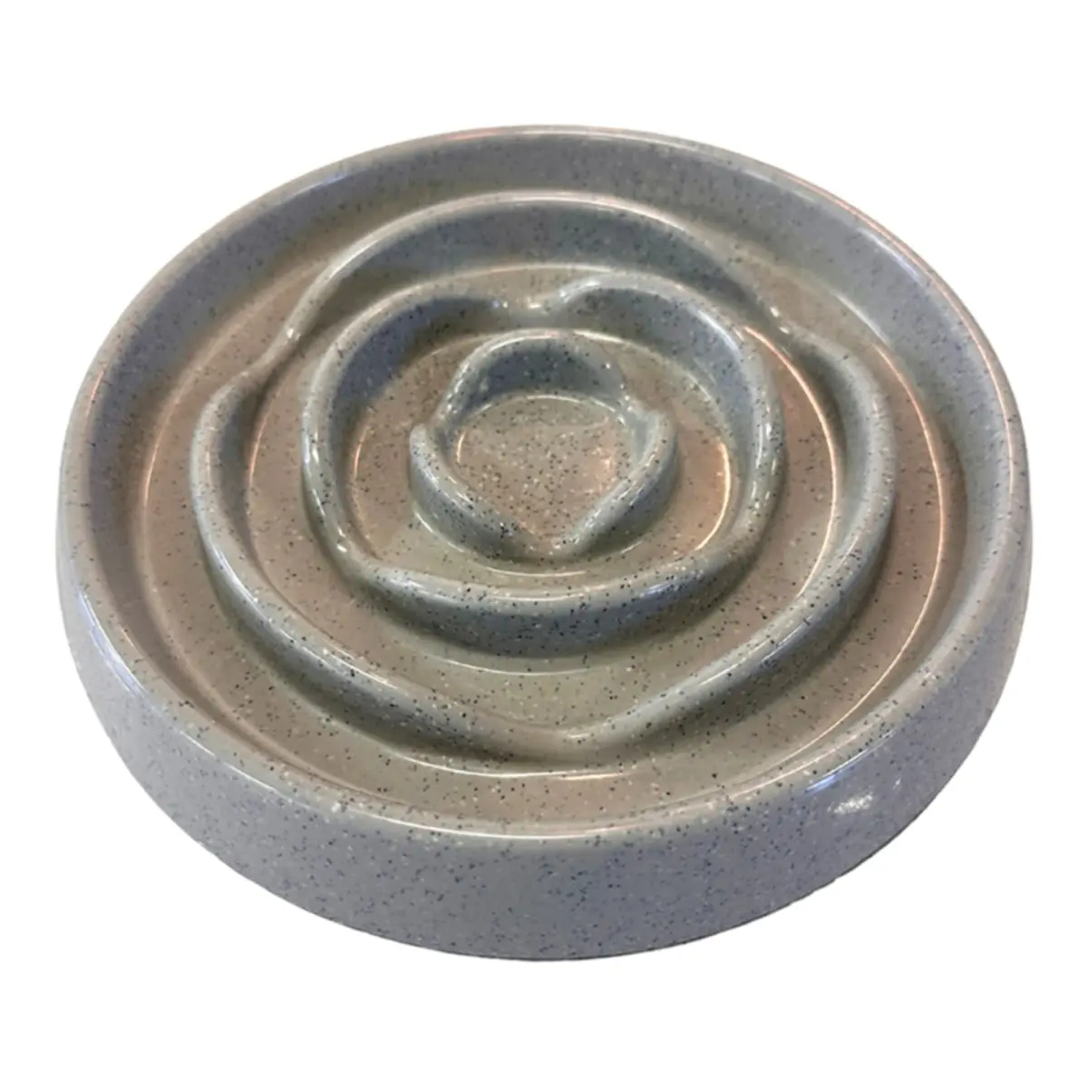 Messy Mutts Multi-Level Slow Feeder Bowl - Gray Speckled, 1.75 Cup Capacity, Prevents Gulping, Slows Eating for Dogs & Cats (628043608290)