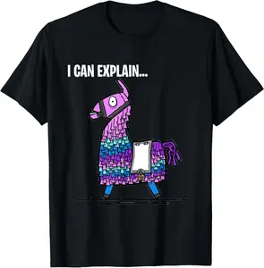 100% Cotton Loot Llama I Can Explain Gaming T-Shirt T-Shirt