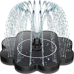 Solar Water Fountain with Flower Pattern No Battery,Faster Conversion Solar Bird Bath Fountains Glass Solar Panel,Solar Fountain for Bird Bath Garden Small Ponds Outdoor Décor