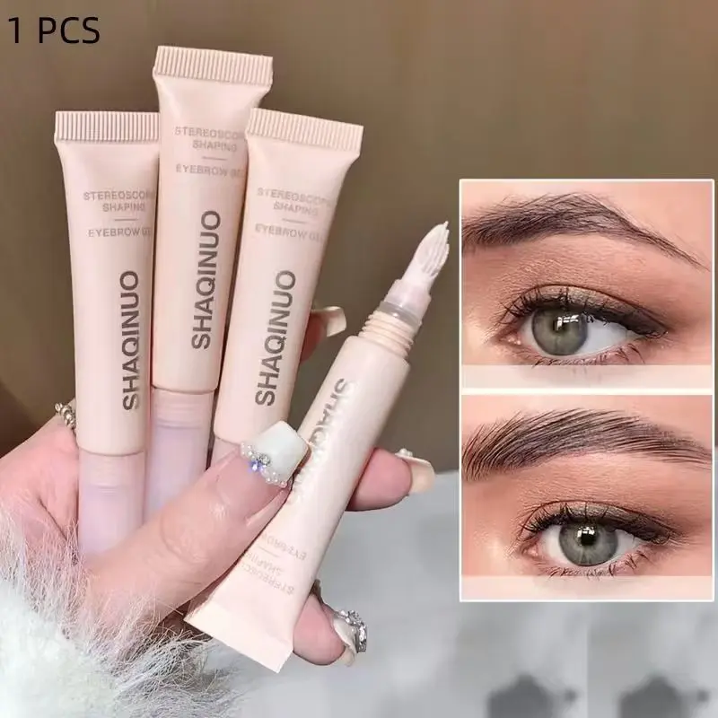 3D Shaping Eyebrow Gel, Eyebrow Styling Gel, long-lasting, non-sticky, sweat-resistant, lightweight and refreshing, sets brow makeup, precisely brushes out a fluffy 3D eyebrow look, transparent, suitable for all skin types