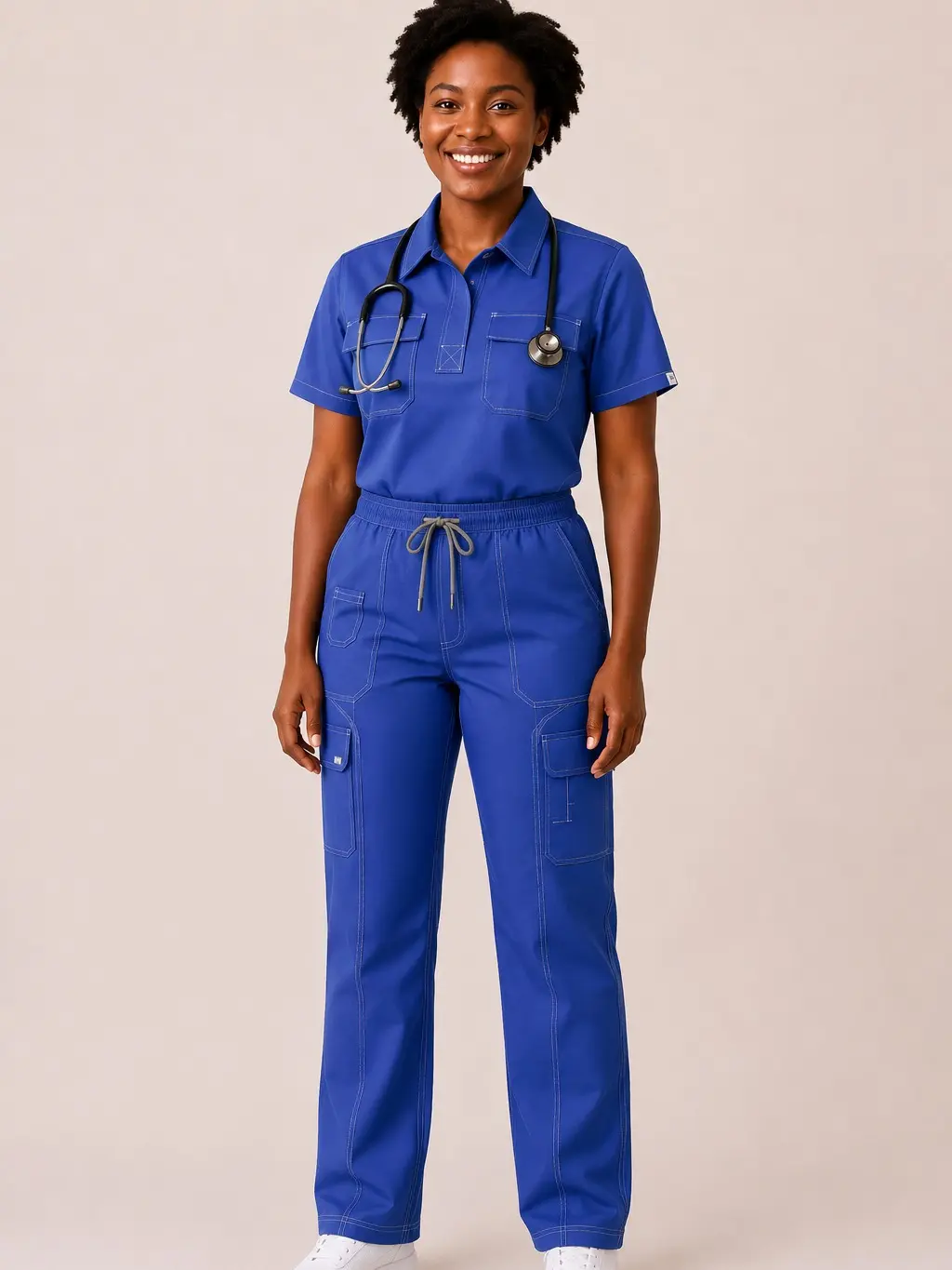 10- pocket Royal Blue Scrub Set- Water Resistant + Breathable Scrub Set