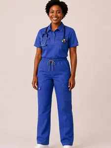 10- pocket Royal Blue Scrub Set- Water Resistant + Breathable Scrub Set