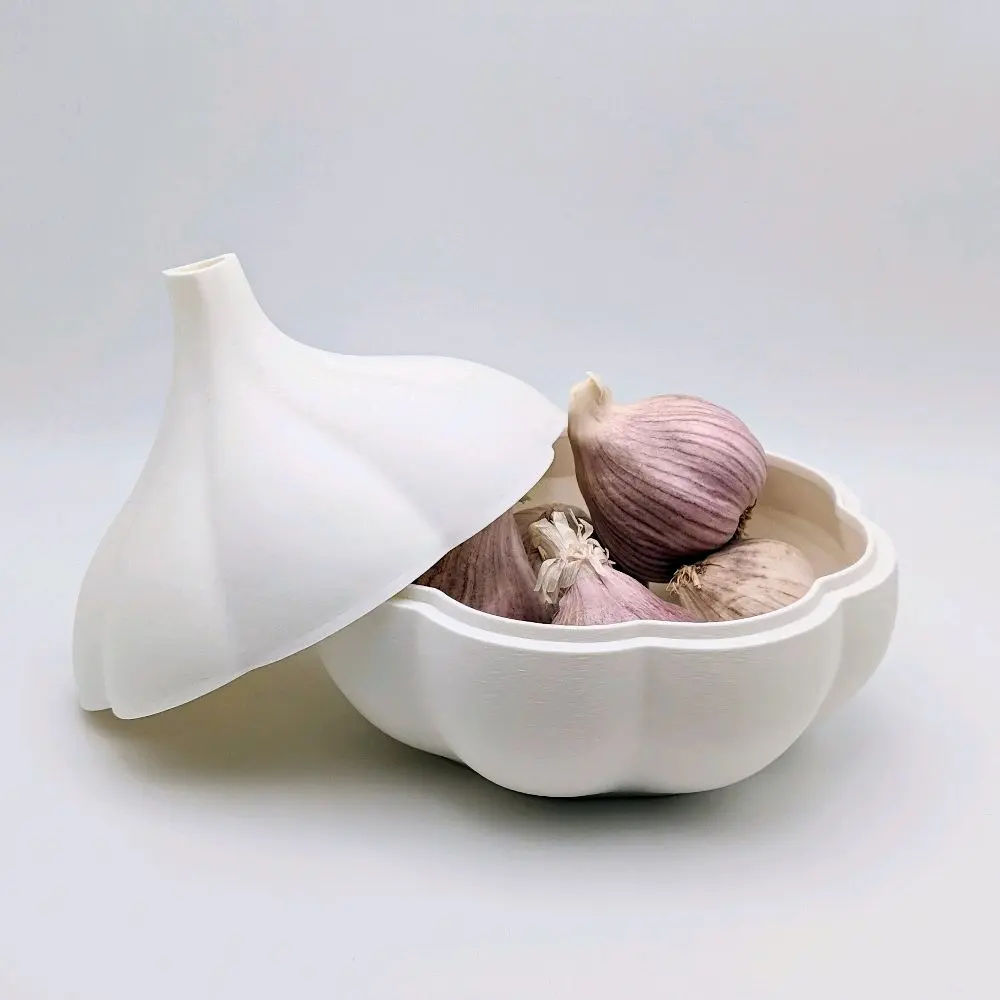Garlic Storage Box - White Plastic Container for Garlic Storage
