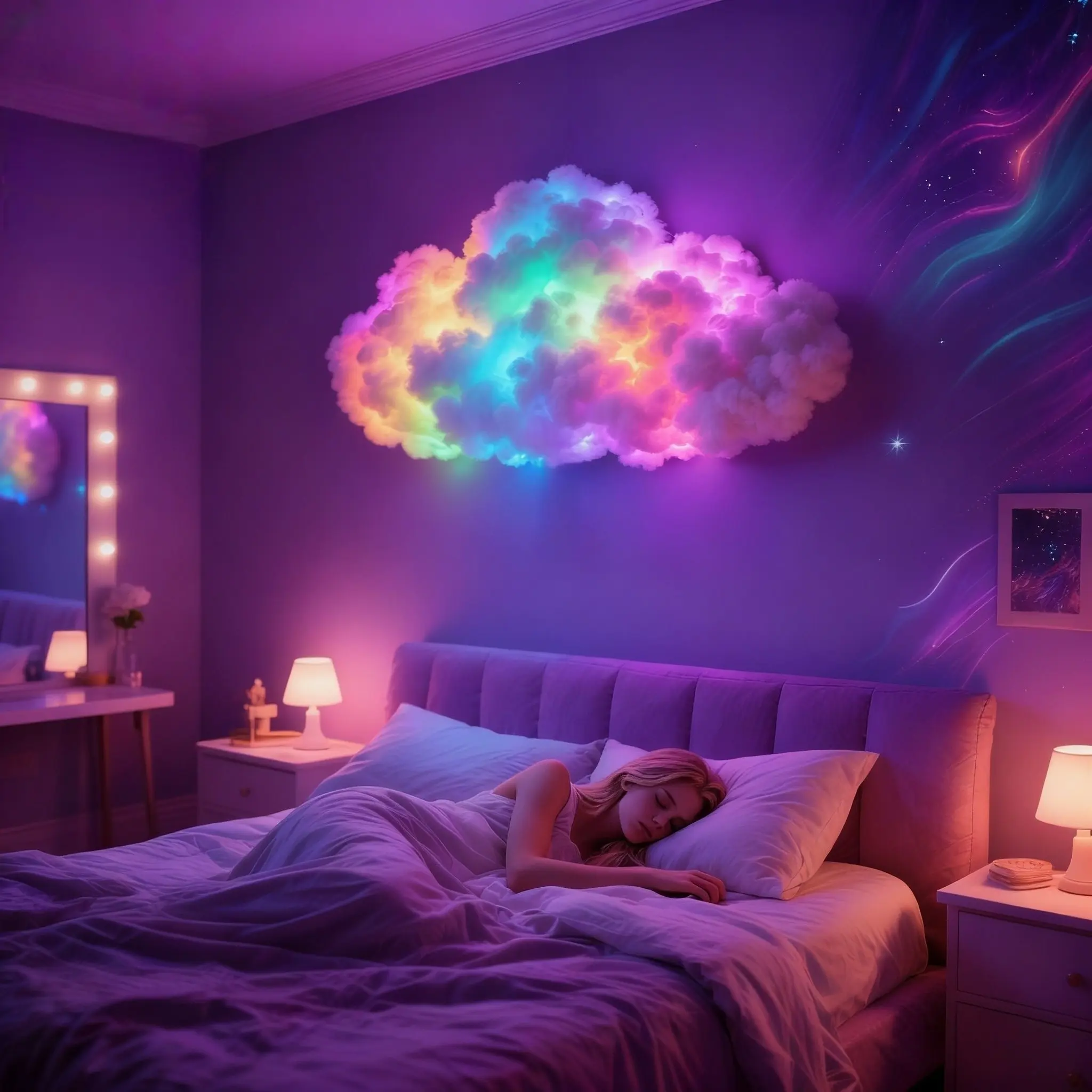 1pc 3D Cloud Light DIY Moldable Shape, LED Strip Music Sync RGBIC Thundercloud Lamp, Led Lights Bedroom, Bedroom Gaming Room Mood Lighting, Home Wall/Ceiling Night Light, Bedside Lamp, Birthday Party Holiday Decor Light